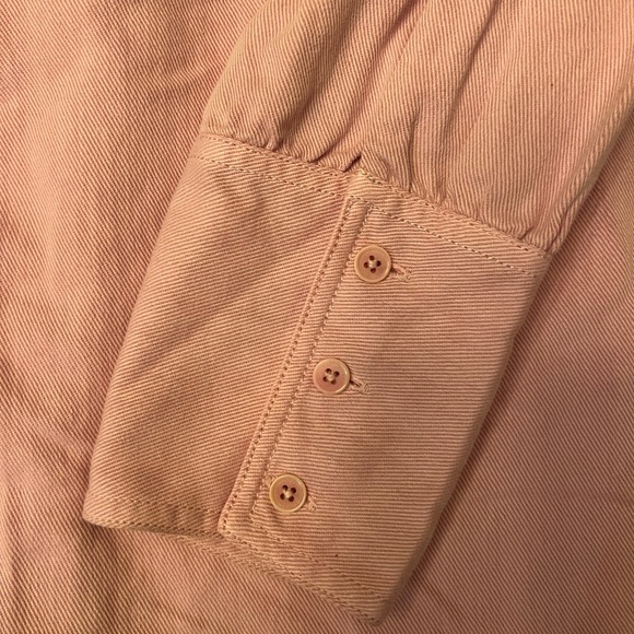 Point Sur by J Crew Women's Small Pink Twill Denim Button Down Shirt Full Sleeve - Picture 5 of 9